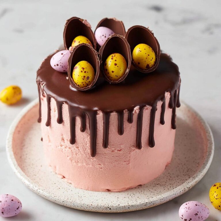 Vegan Easter Egg Cake with Strawberry Italian Meringue Buttercream and Chocolate Ganache Drip Recipe