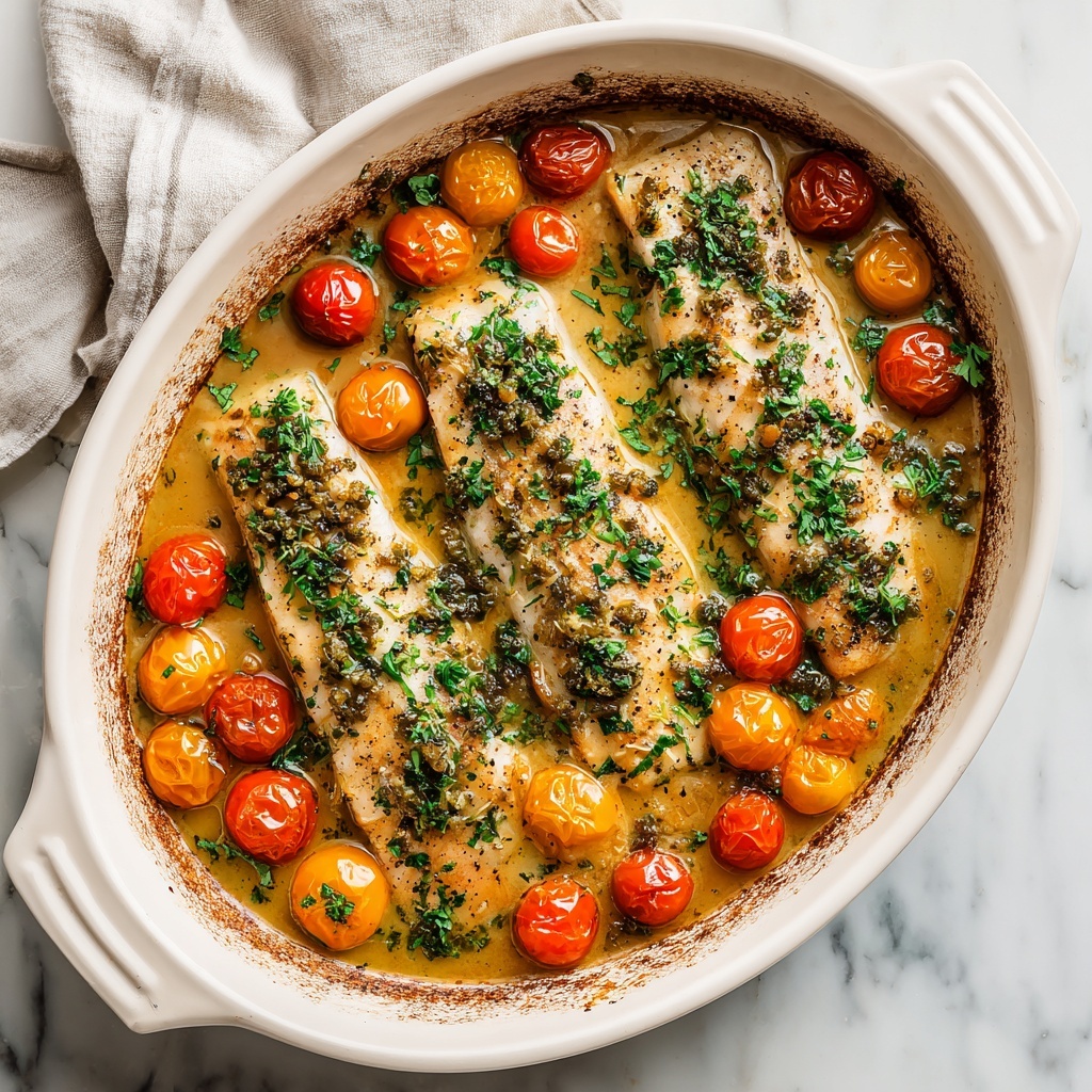 Mediterannean Baked Tilapia with Cherry Tomatoes, Olives, and Feta Recipe - Recipe Image