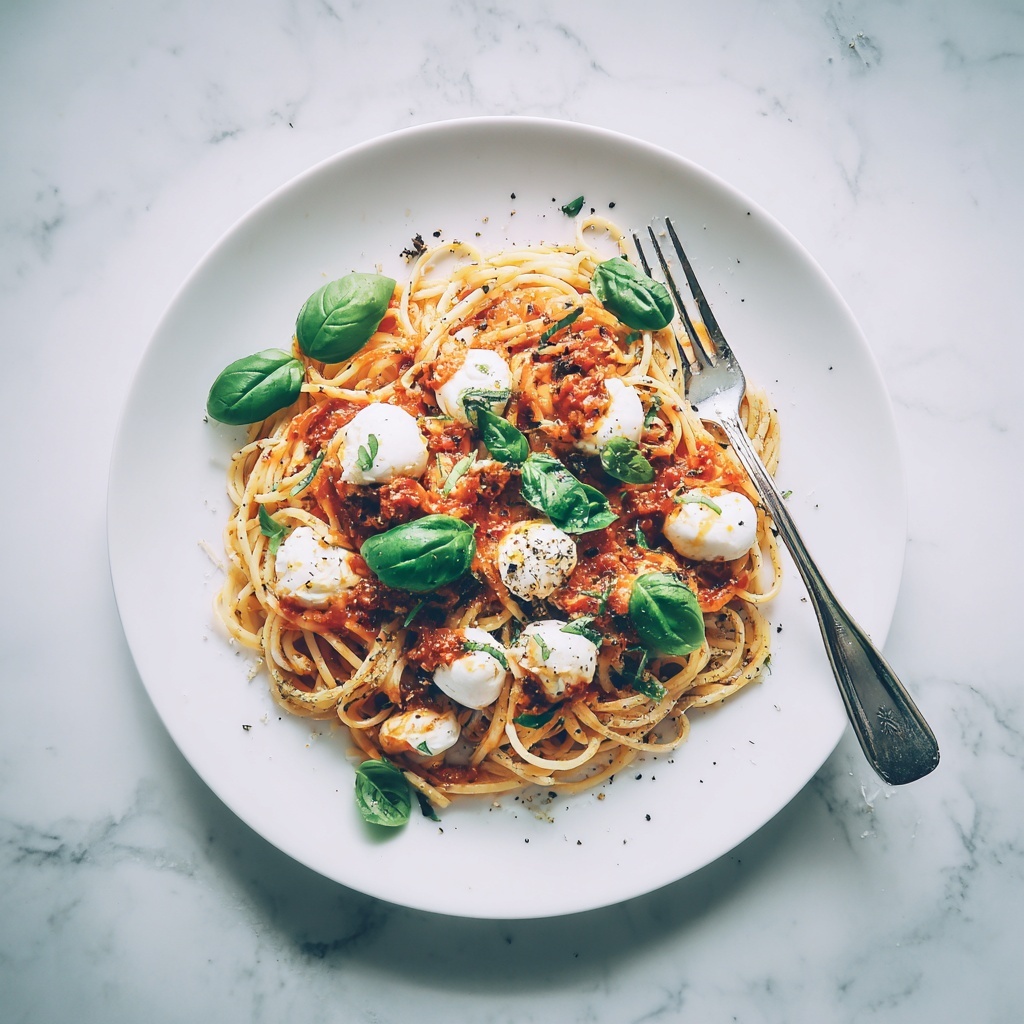 Pasta Pomodoro with Cherry Tomatoes, Mozzarella, and Baby Spinach Recipe - Recipe Image