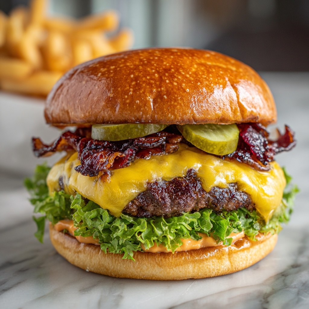 Irresistible Smash Burger with Crispy Bacon and Melty Cheese Recipe - Recipe Image