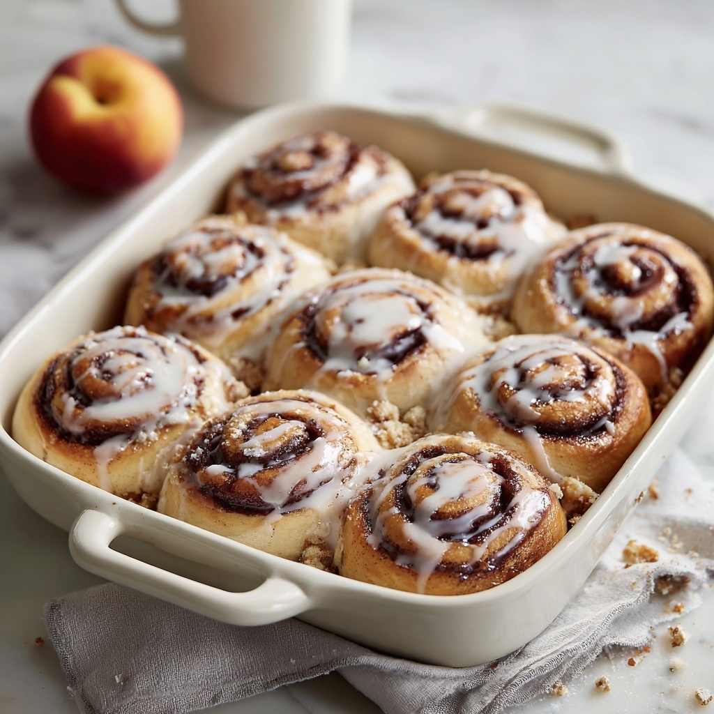 Peach Cobbler Cinnamon Rolls Recipe - Recipe Image