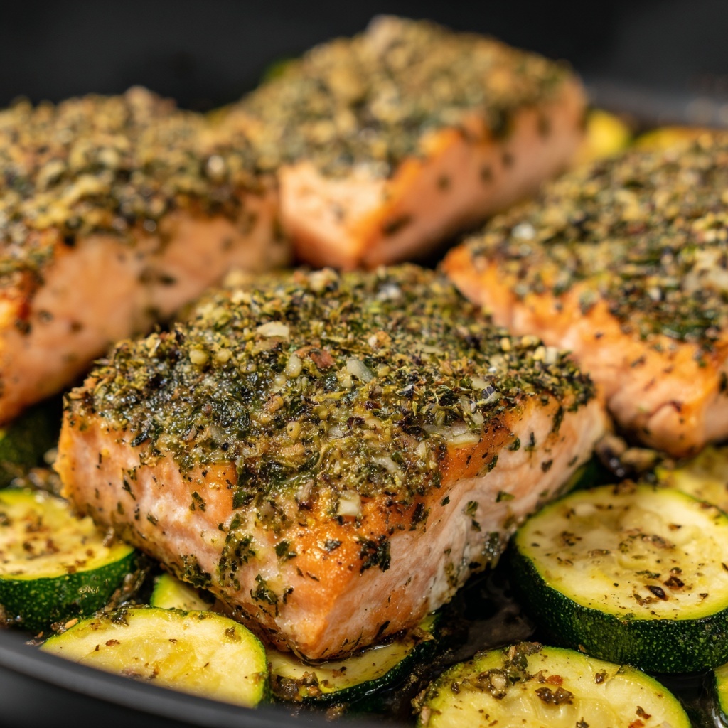 One-Pan Lemon Herb Salmon with Zucchini Recipe - Recipe Image