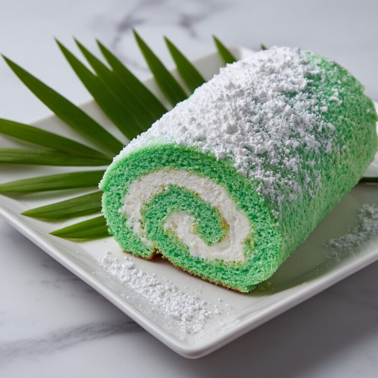 Pandan Swiss Roll with Coconut Cream Filling Recipe