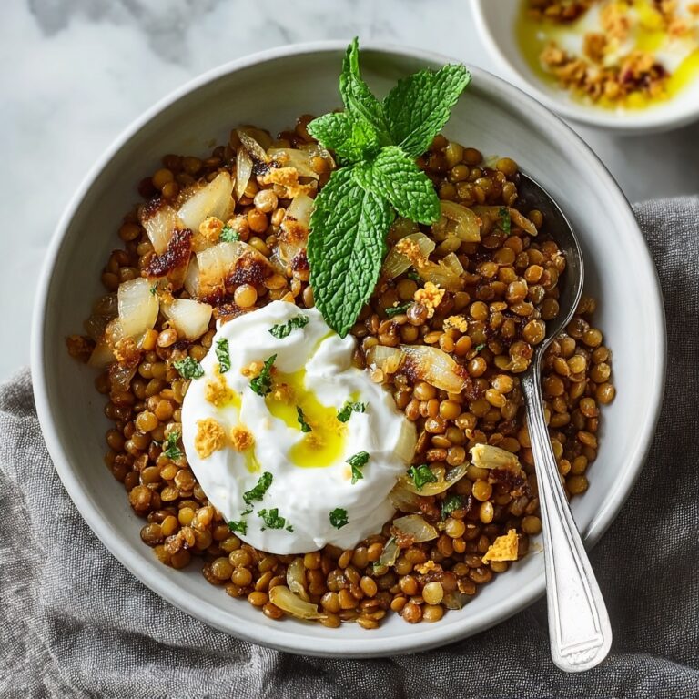 Mujaddarat Bulgur with Cucumber Mint Yogurt Recipe