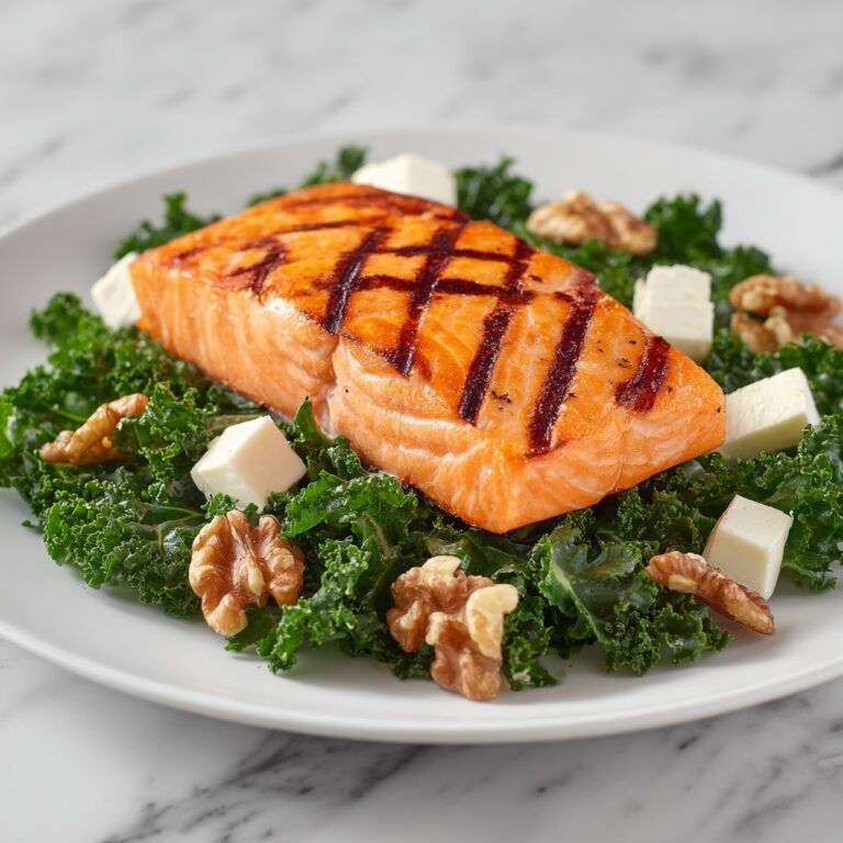Grilled Salmon Salad with Honey Lemon Vinaigrette and Crunchy Kale Recipe