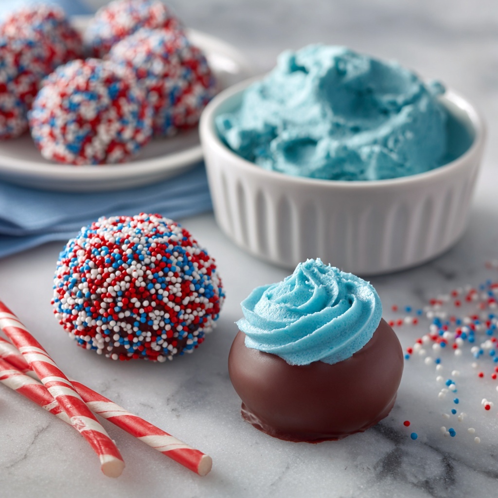 Patriotic Chocolate Cake Balls Recipe - Recipe Image
