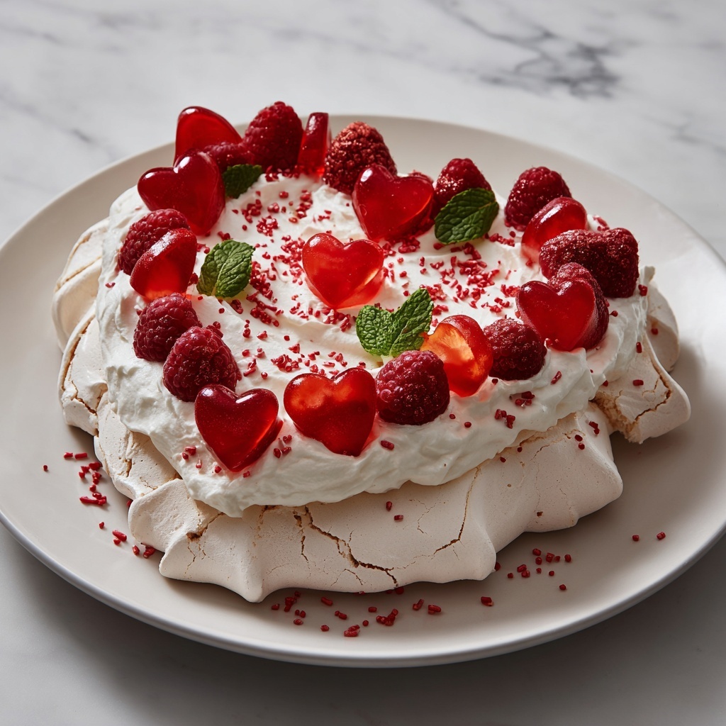 Heart-Shaped Pavlova with Fresh Berries and Cream Recipe - Recipe Image
