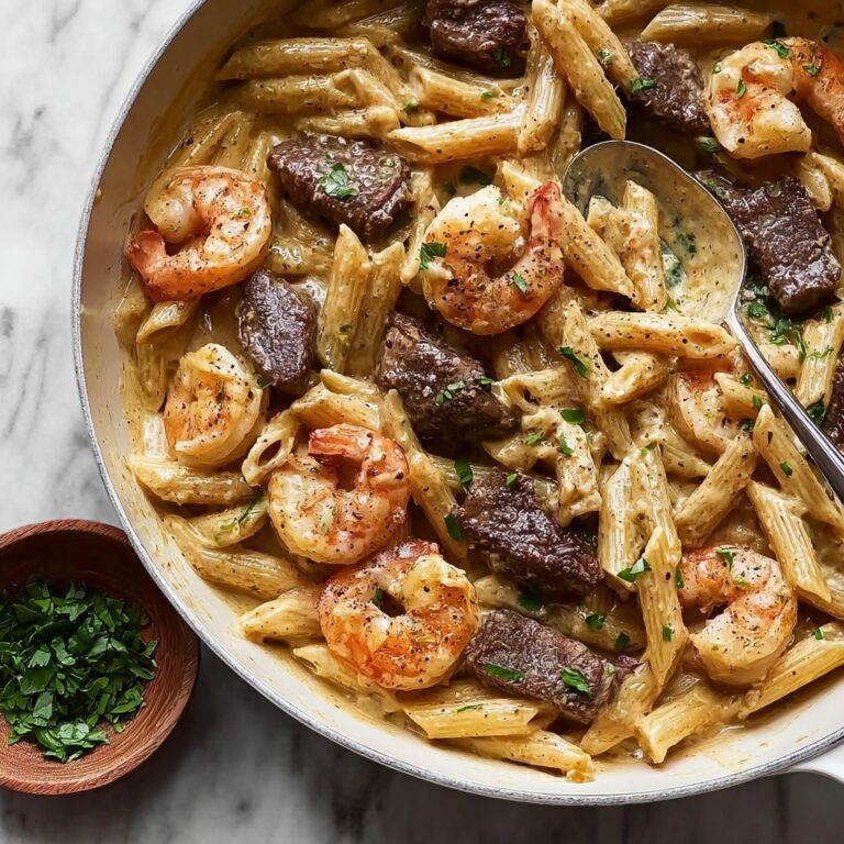 Blackened Steak and Shrimp Alfredo Recipe