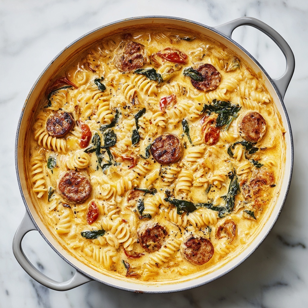 Creamy Chicken Sausage Orzo Skillet Recipe - Recipe Image