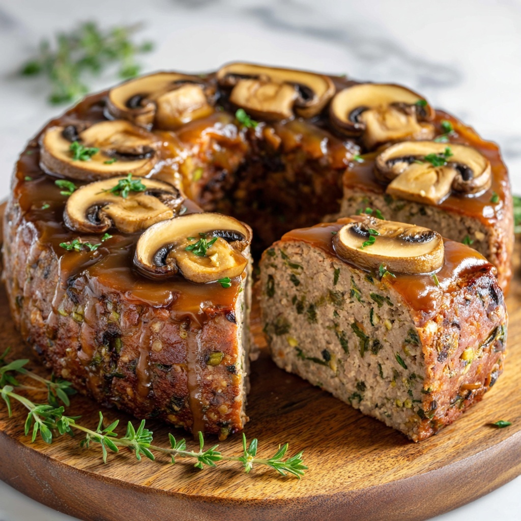 Savory Mushroom-Stuffed Meatloaf Wreath Recipe - Recipe Image