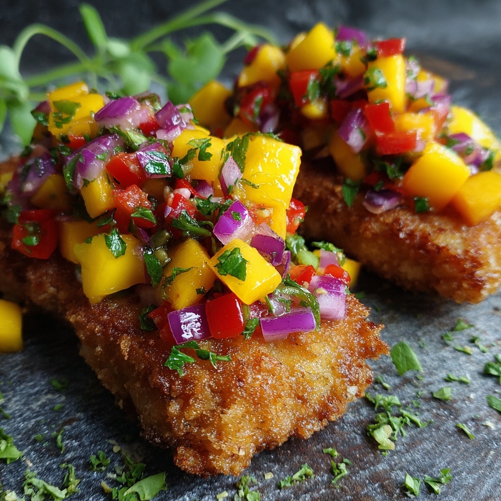 Coconut-Crusted Fish with Mango Salsa Recipe - Recipe Image