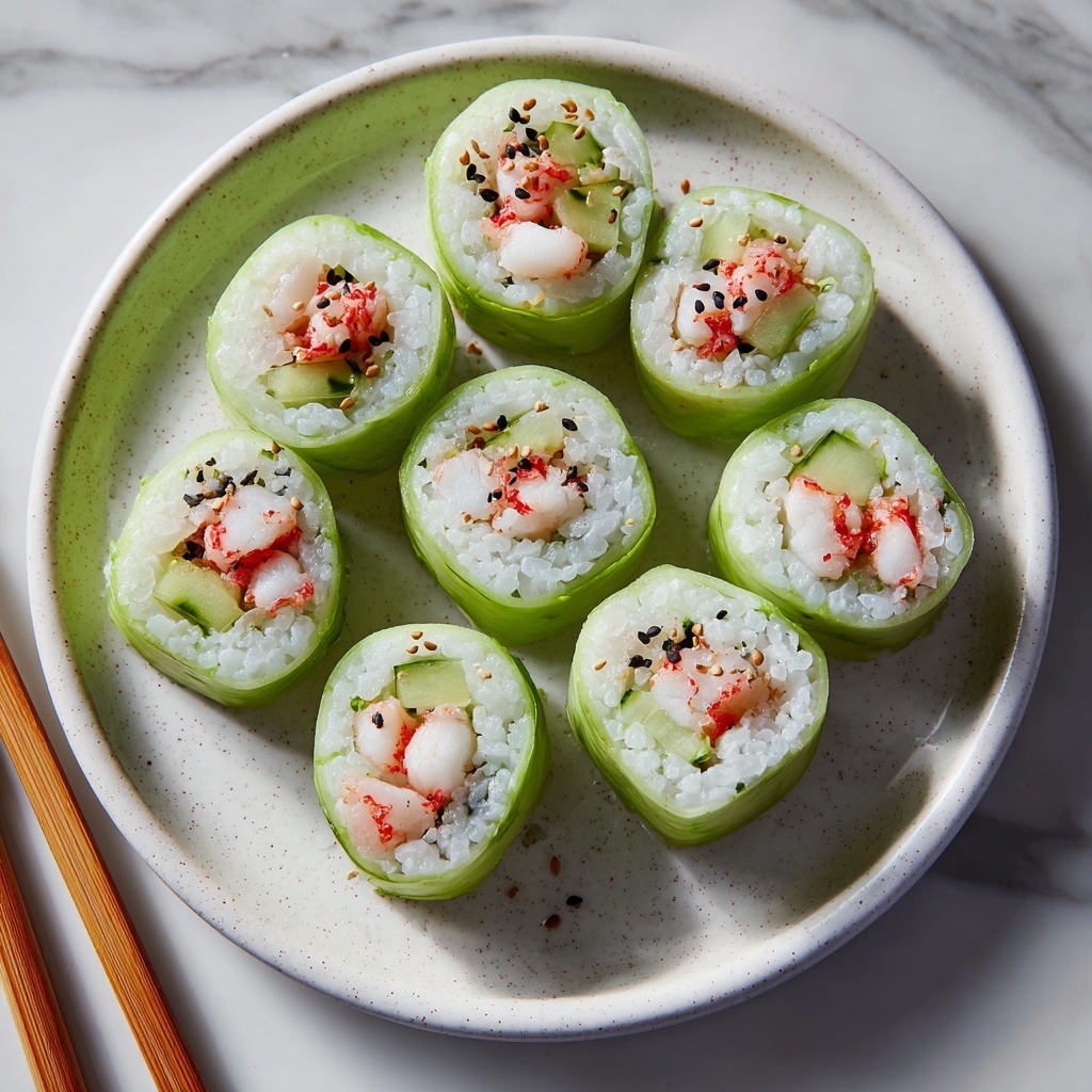 Cucumber Sushi Rolls with Avocado and Cream Cheese Recipe - Recipe Image