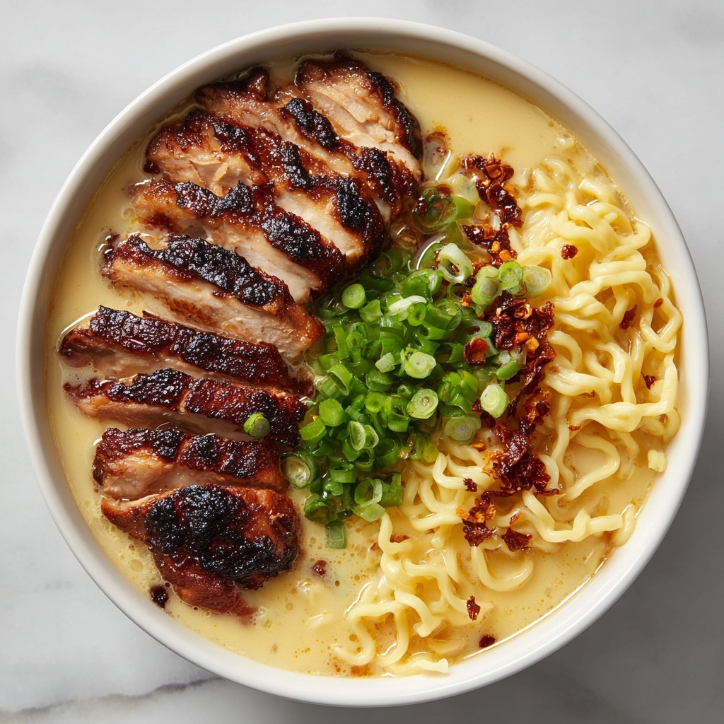 Fiery Chicken Ramen with Creamy Garlic Sauce Recipe - Recipe Image