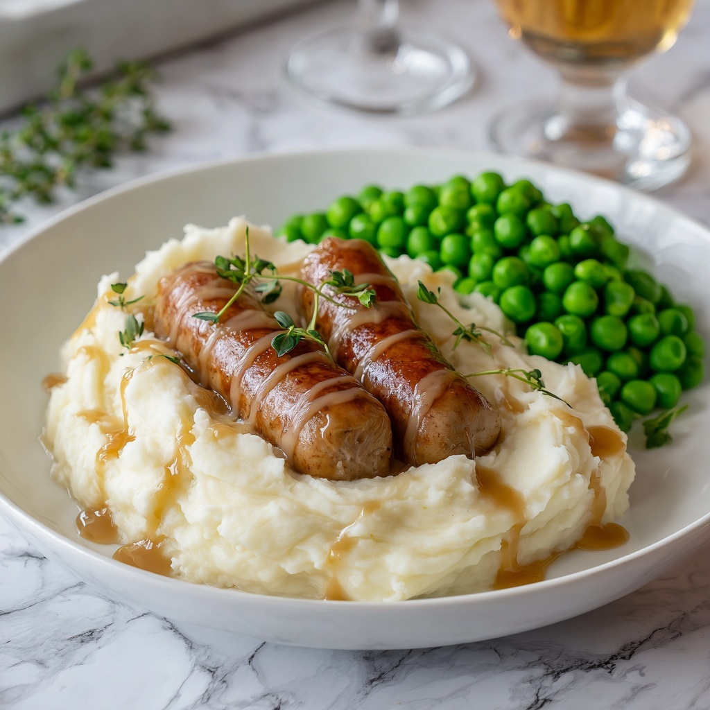 Classic Bangers and Mash with Onion Gravy Recipe - Recipe Image