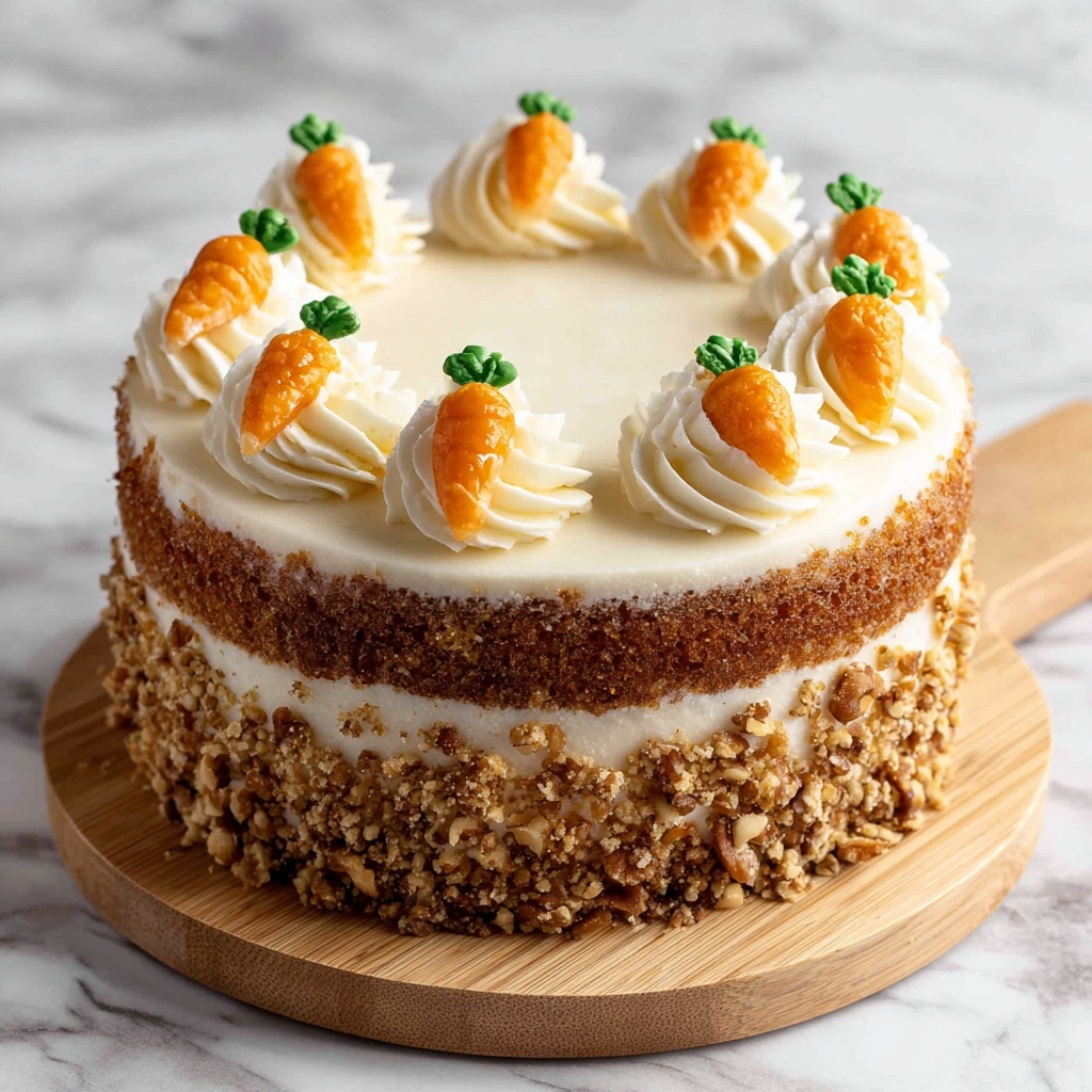 Vegan Carrot Cake with Candied Walnuts and Decorative Carrot Icing Recipe - Recipe Image