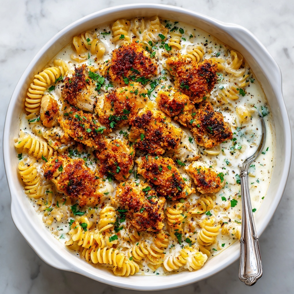 Creamy Garlic Parmesan Chicken Pasta Bake Recipe - Recipe Image