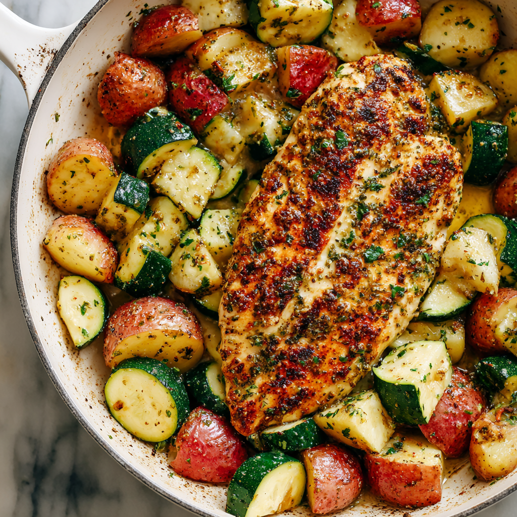 One Pan Brown Sugar Italian Chicken and Veggies Recipe - Recipe Image