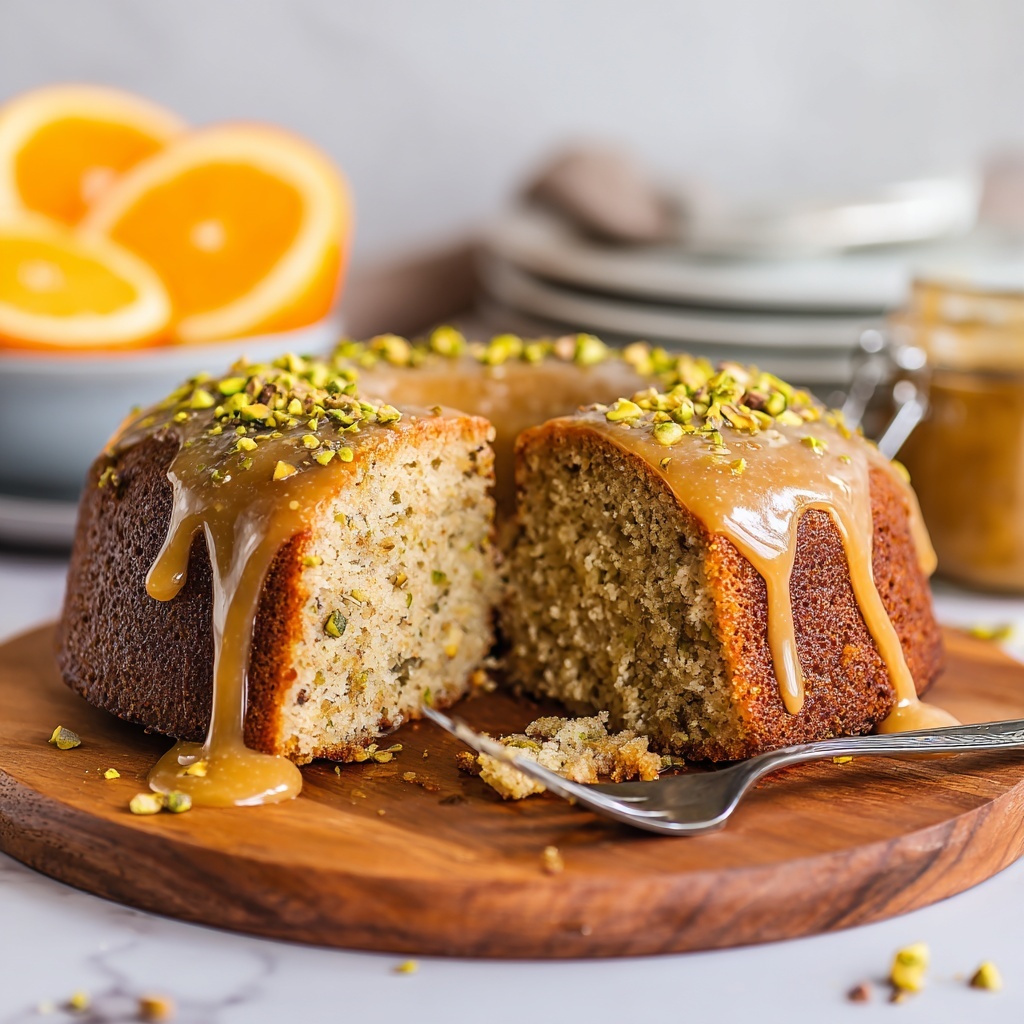 Orange and Pistachio Cake with Honey Rosewater Glaze Recipe - Recipe Image