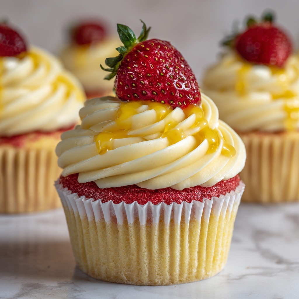 Strawberry Mango Cupcakes with Mango Buttercream Recipe - Recipe Image