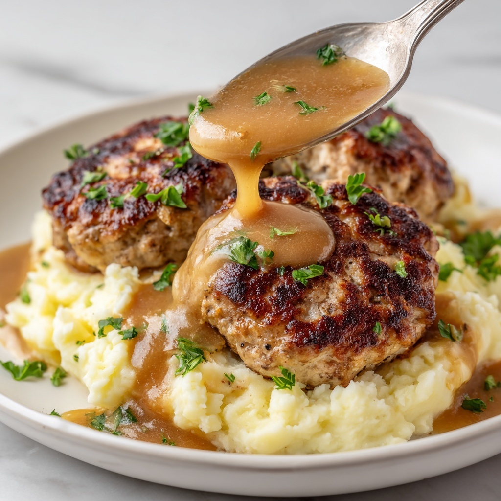 Creamy Mushroom Salisbury Steak with Mashed Potatoes Recipe - Recipe Image