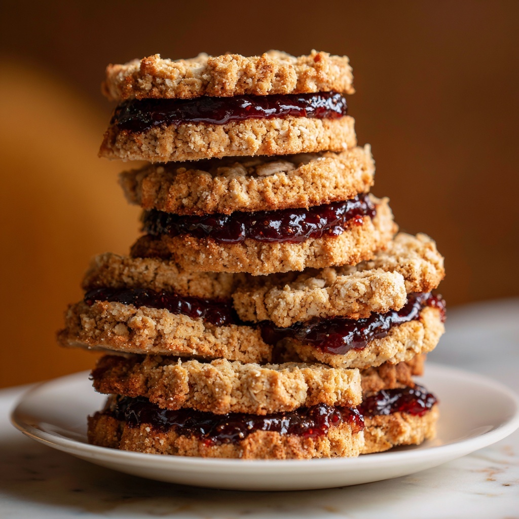Healthy Flourless Peanut Butter & Jelly Cookie Sandwiches Recipe - Recipe Image