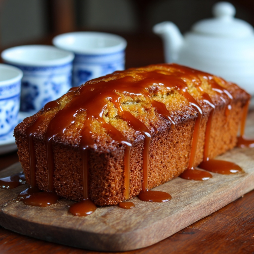 Sticky Date Carrot Pudding Loaf with Cinnamon Syrup Recipe - Recipe Image