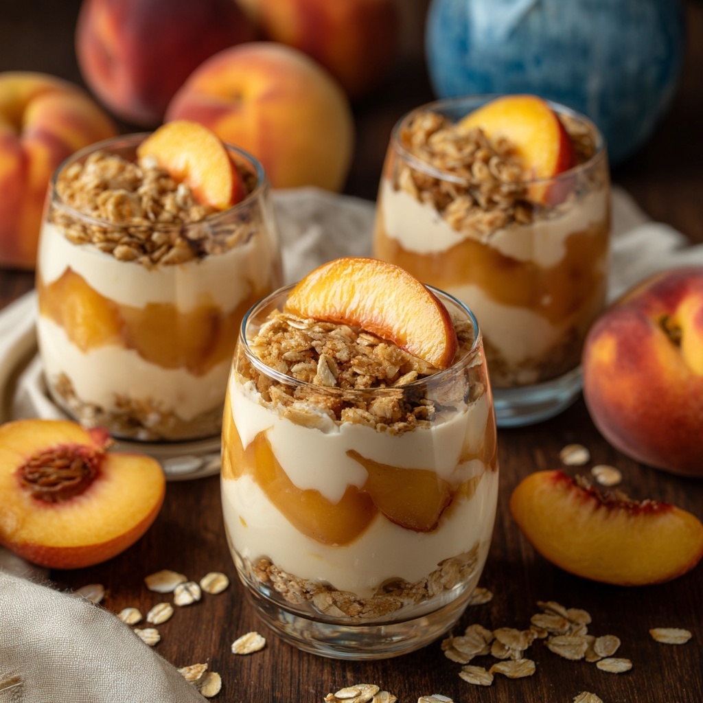 Peach Cobbler Overnight Oats Recipe - Recipe Image