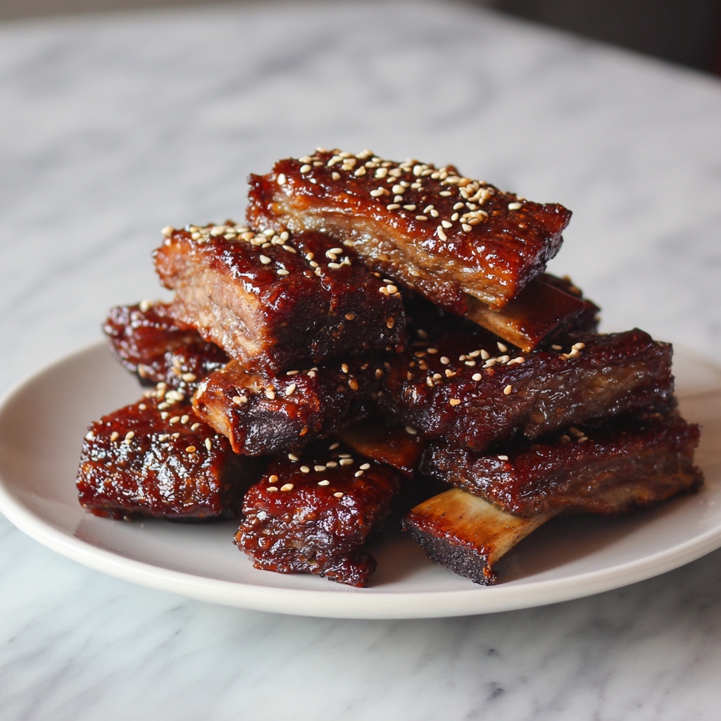 Sticky Honey Garlic Ribs Recipe - Recipe Image
