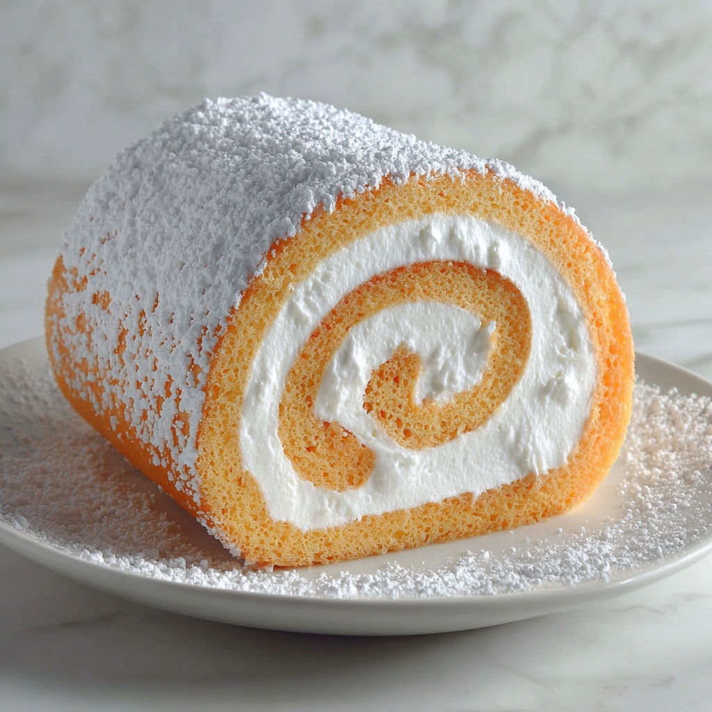 Pumpkin Swiss Roll with Cream Filling Recipe - Recipe Image