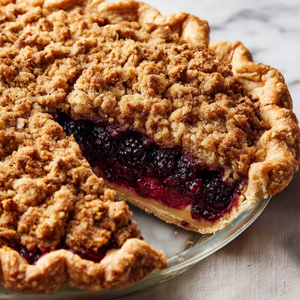 Triple Berry Rhubarb Pie with Streusel Topping Recipe - Recipe Image