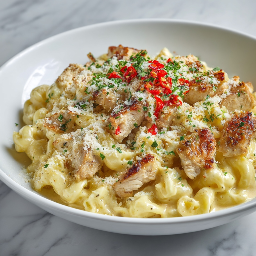 Creamy Honey Pepper Chicken Mac and Cheese Recipe - Recipe Image