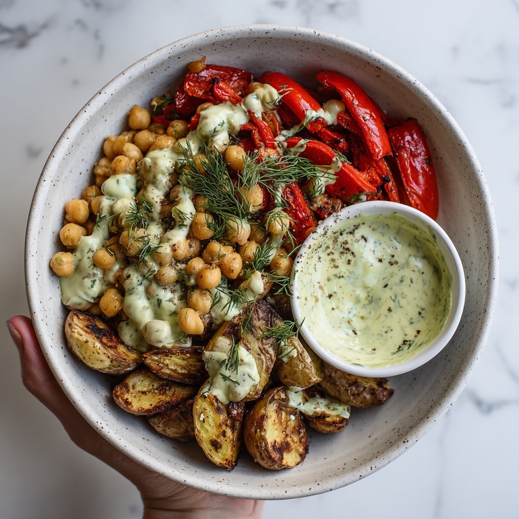 Mediterranean Chickpea and Vegetable Bowl with Tzatziki Recipe - Recipe Image