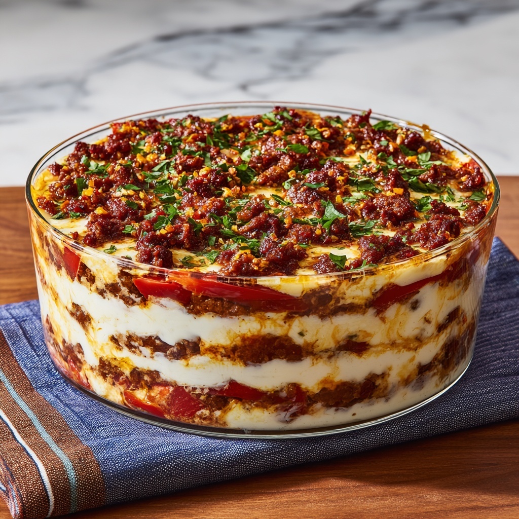 Southern Five-Layer Beef Casserole Recipe - Recipe Image