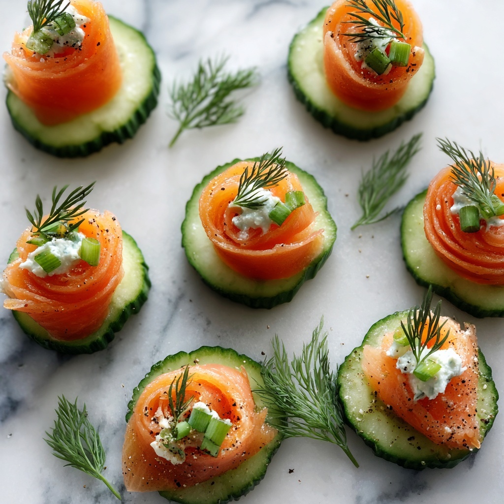 Delicious Cucumber Slices with Smoked Salmon Hearts Recipe - Recipe Image