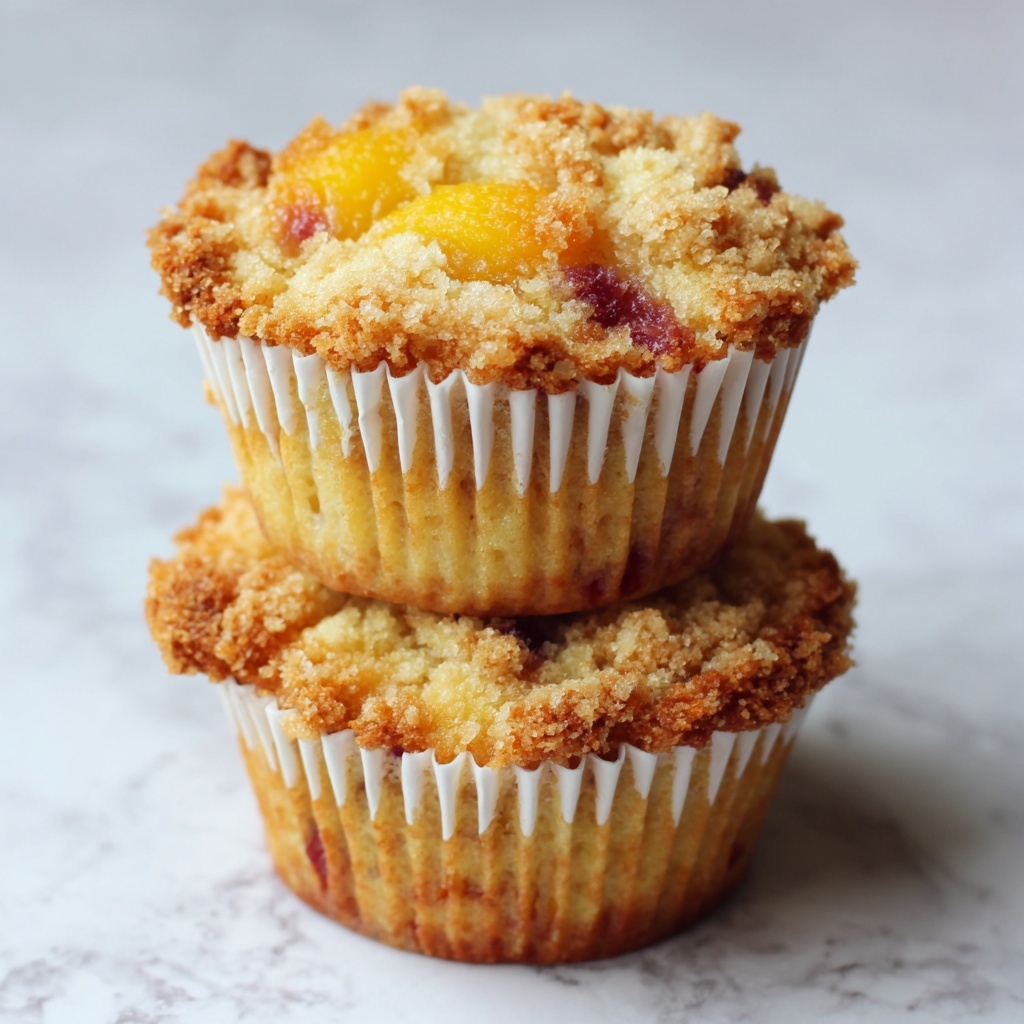 Jumbo Caramel Peach Cobbler Muffins Recipe - Recipe Image