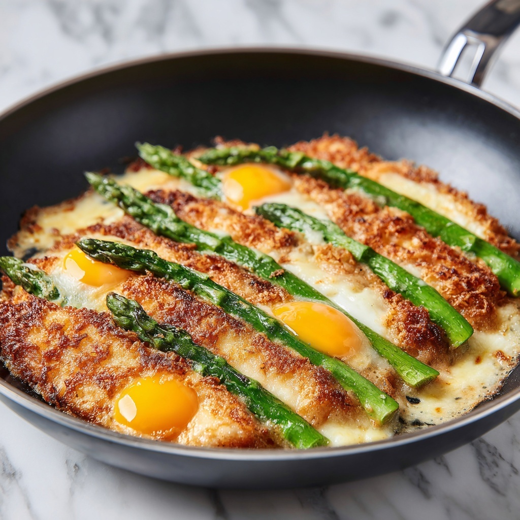 Baked Eggs with Asparagus and Parmesan Recipe - Recipe Image
