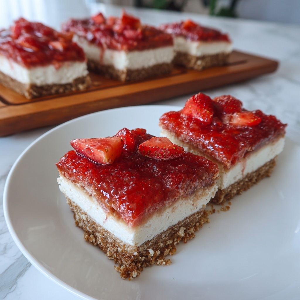 Vegan Strawberry Coconut Cheesecake Bars Recipe - Recipe Image