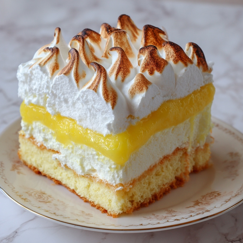 Lemon Cake with Fluffy Meringue Layers Recipe - Recipe Image