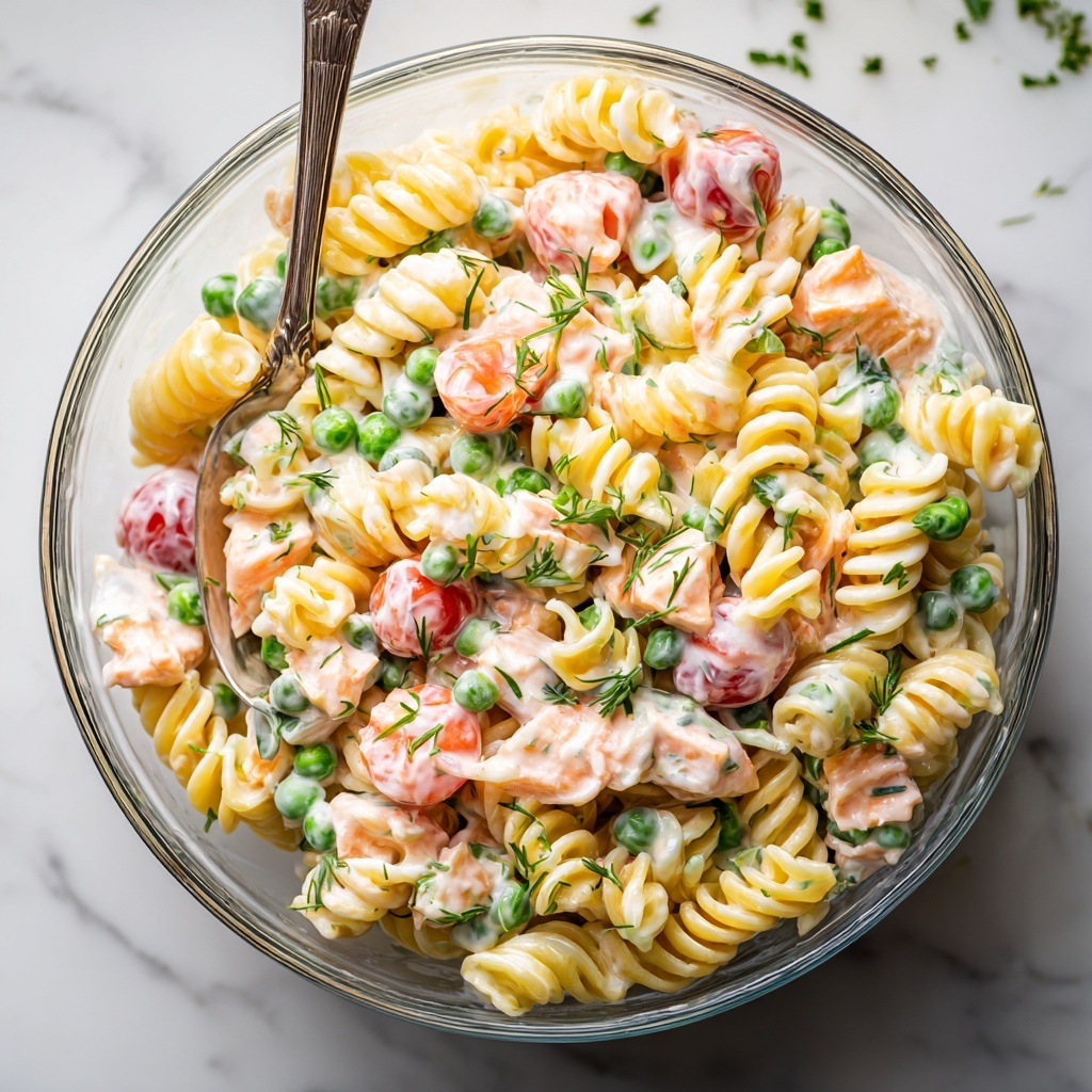 Creamy Tuna Pasta Salad with Peas Recipe - Recipe Image