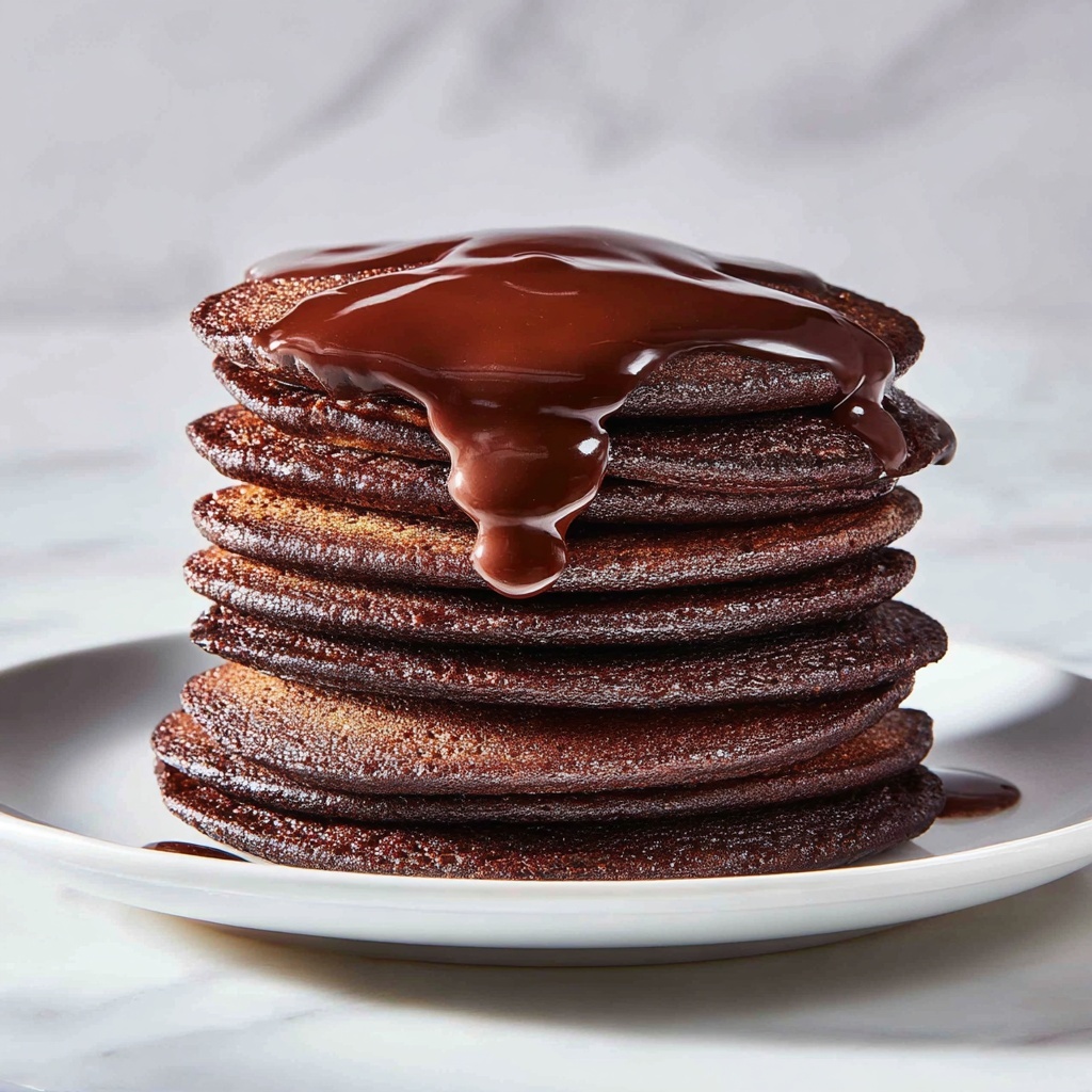 Irresistible Fluffy Chocolate Pancakes with Ganache Delight Recipe - Recipe Image