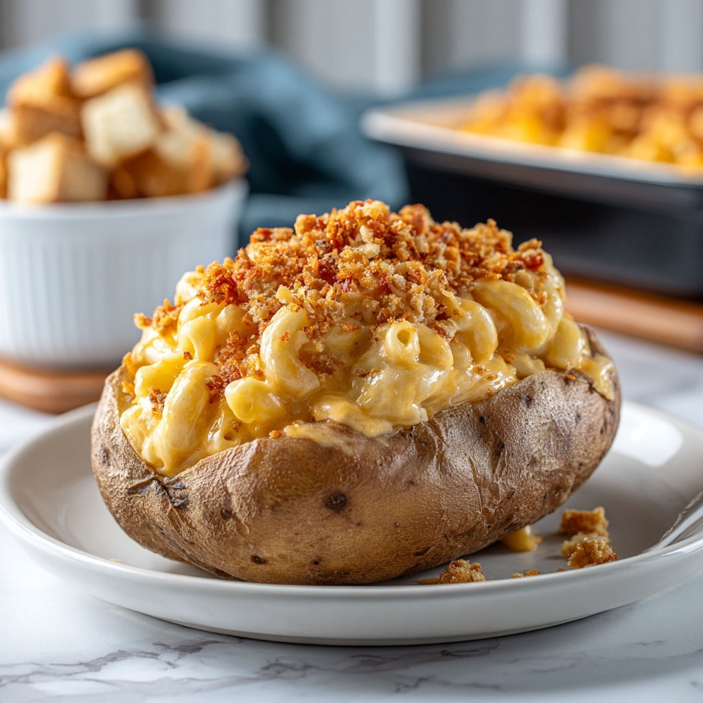 Loaded Mac and Cheese Stuffed Baked Potatoes You’ll Crave Recipe - Recipe Image