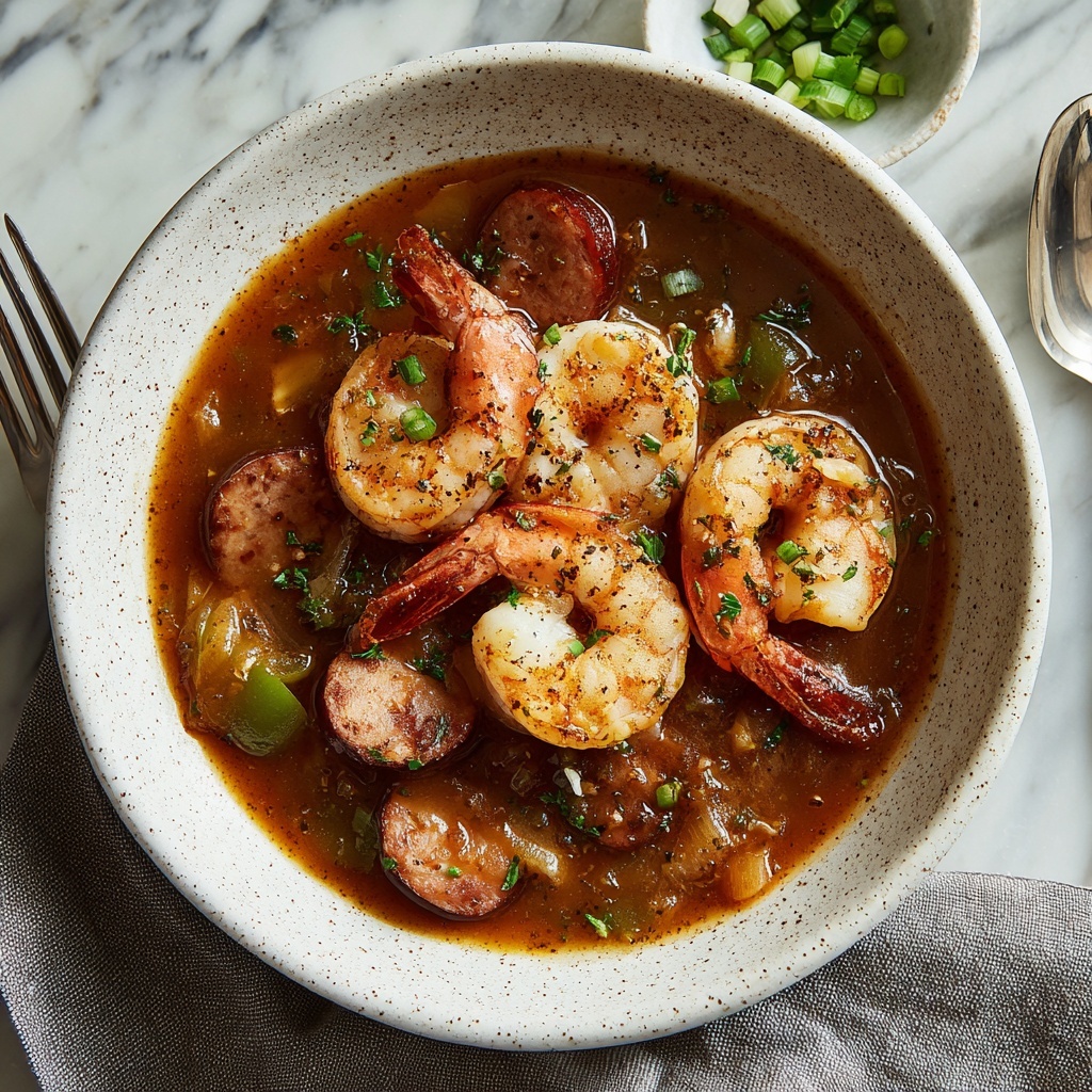 Savory Shrimp and Sausage Gumbo for Cozy Dinner Nights Recipe - Recipe Image