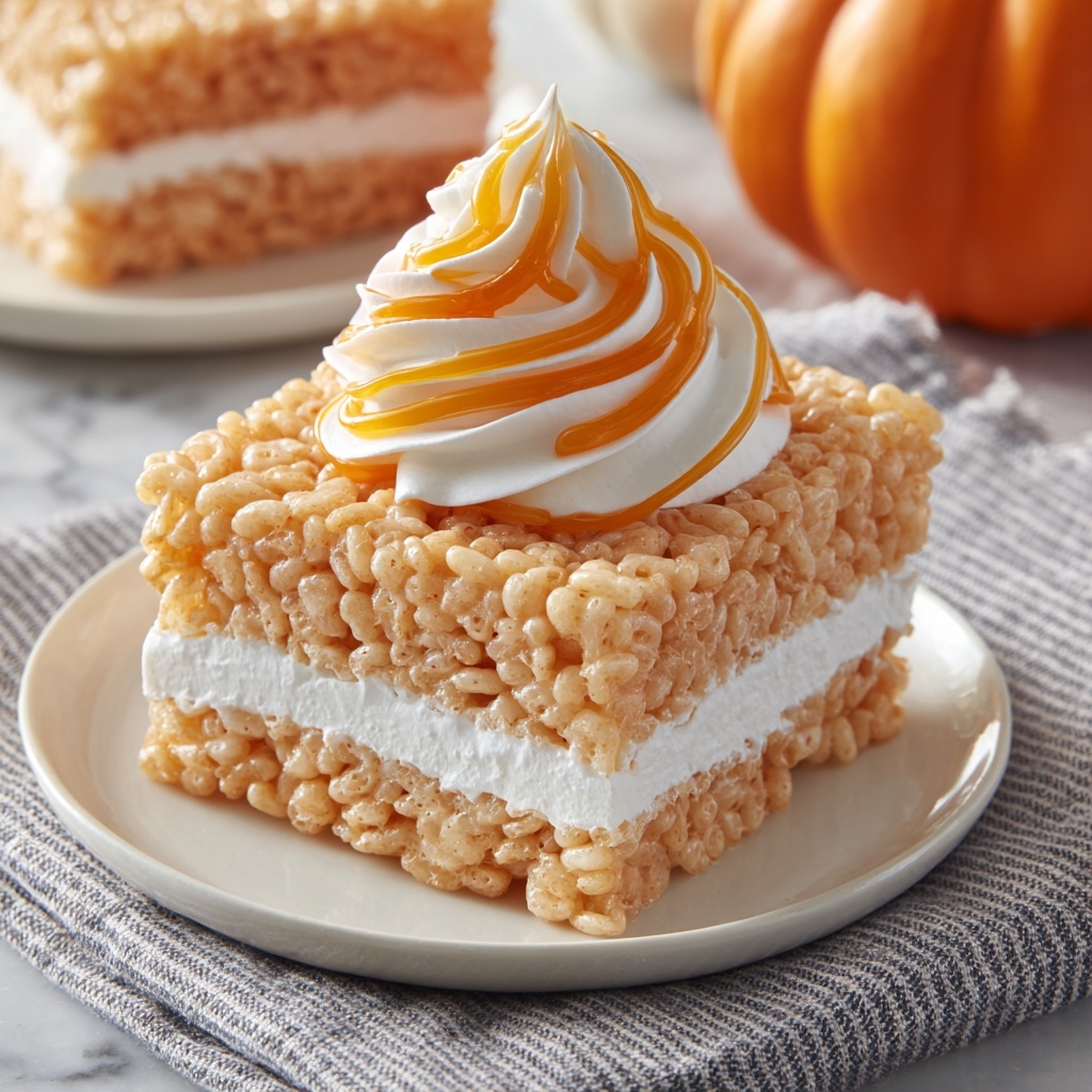 Pumpkin Rice Krispie Treats with White Chocolate Drizzle Recipe - Recipe Image