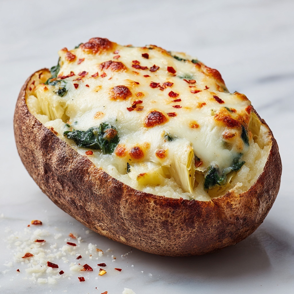 Spinach Artichoke Twice Baked Potatoes Recipe - Recipe Image
