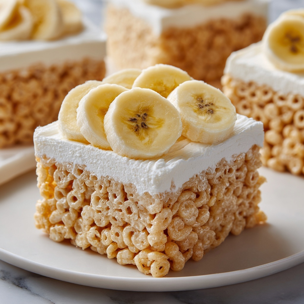 Banana Pudding Rice Krispie Treats: Easy No-Bake Joy Recipe - Recipe Image
