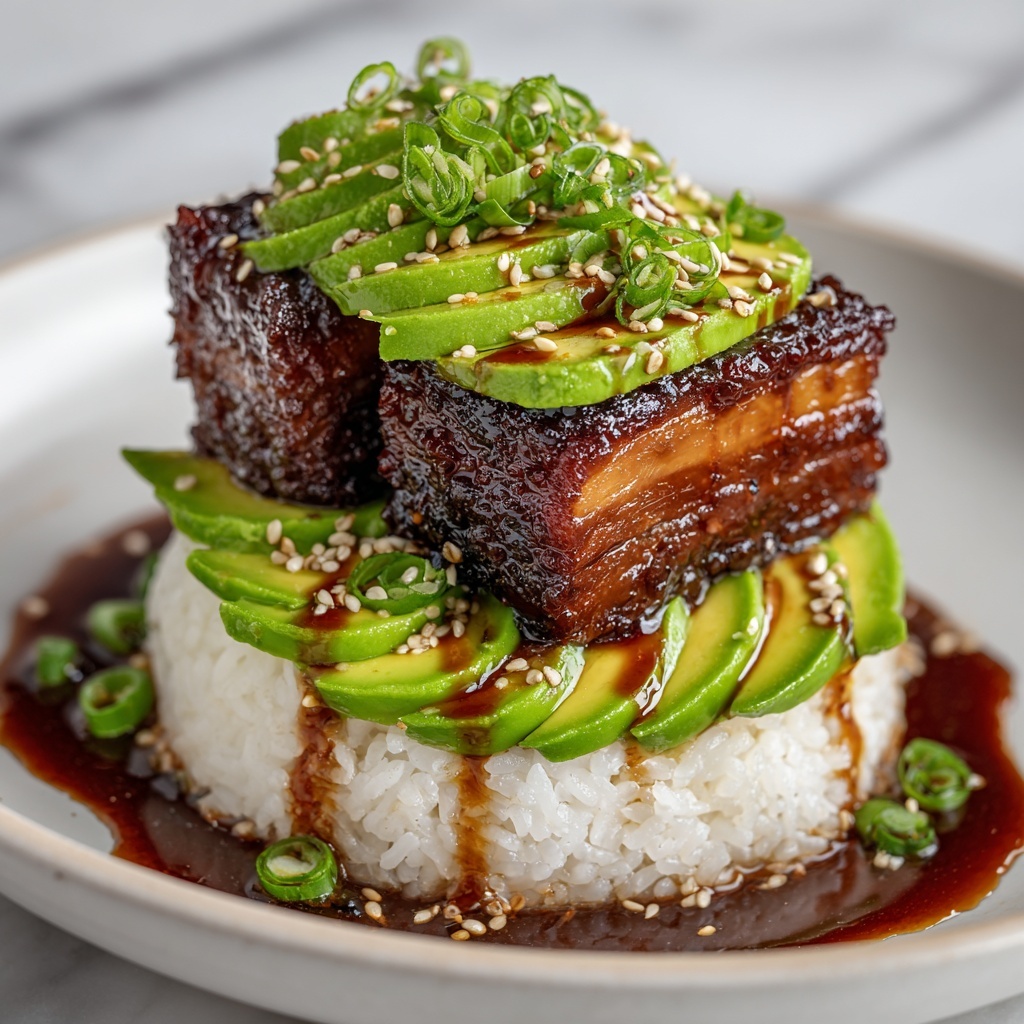 Teriyaki Chicken Avocado Rice Stack Recipe - Recipe Image