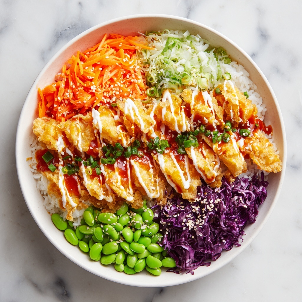Bang Bang Chicken Bowl with Creamy Sauce and Crispy Toppings Recipe - Recipe Image