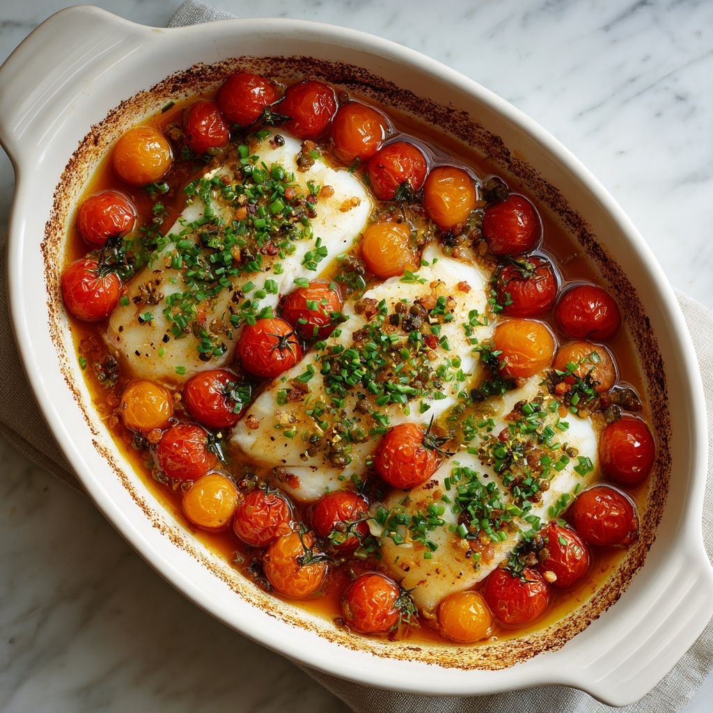 Mediterannean Baked Tilapia with Cherry Tomatoes, Olives, and Feta Recipe - Recipe Image