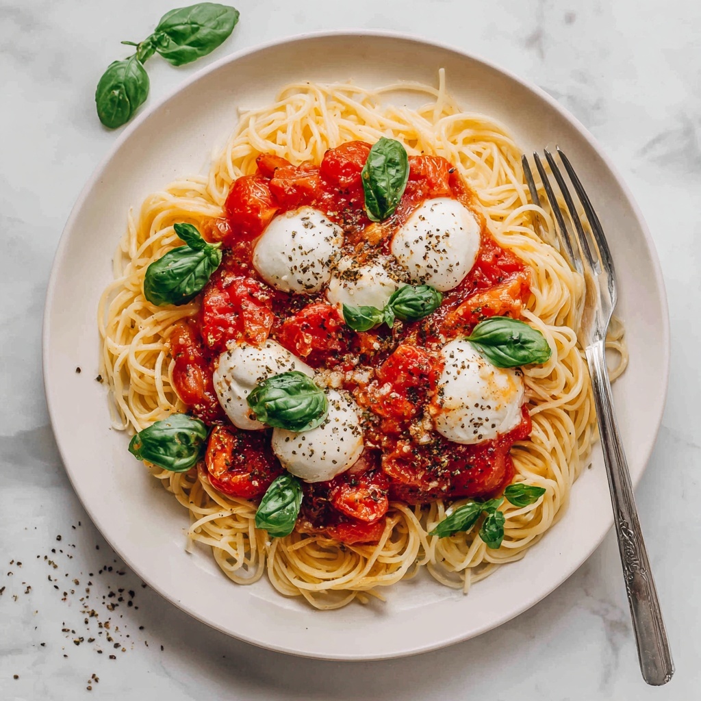 Pasta Pomodoro with Cherry Tomatoes, Mozzarella, and Baby Spinach Recipe - Recipe Image