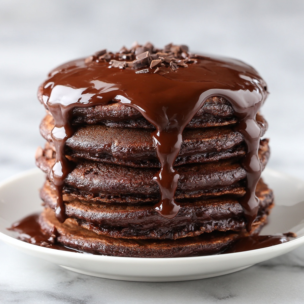 Irresistible Fluffy Chocolate Pancakes with Ganache Delight Recipe - Recipe Image